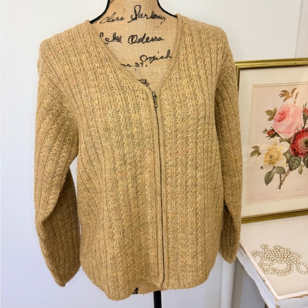 Vintage L.L. Bean Wool Knit Zip Front Cardigan Sz M - Picture 2 of 13